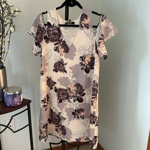 Sugarlips Floral Dress-V-Neckline Cold Shoulder Sleeves